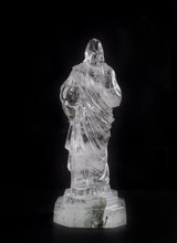 Sacred Heart of Jesus Statue Sculpture Natural Rock Crystal Quartz 9"