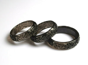 Obsidian Carved Bangle Bracelet