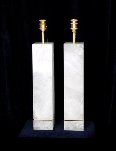 Pair Of Modern Rock Crystal Quartz Lamps