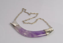 Amethyst Pendant Necklace Silver Carved Fish