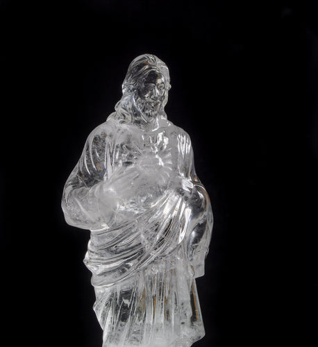 Sacred Heart of Jesus Statue Sculpture Natural Rock Crystal Quartz 9