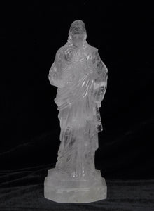 Sacred Heart of Jesus Statue Sculpture Natural Rock Crystal Quartz 12"