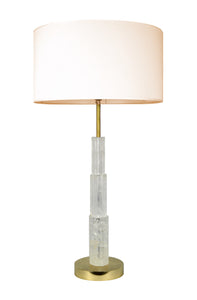 Pair Of Art Deco Coumn Style Rock Crystal Quartz Lamps