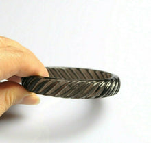 Obsidian Carved Bangle Bracelet Rope