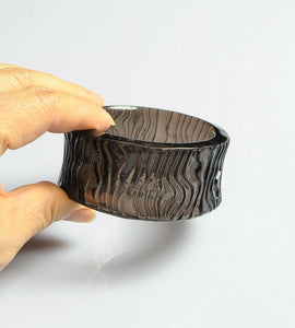 Obsidian Carved Bangle Bracelet Lava