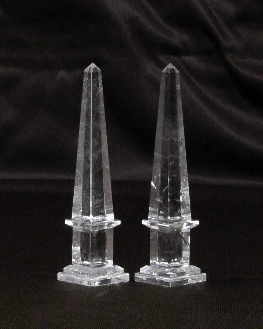 Mini Rock Crystal Quartz Obelisks Pair 4