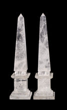 Natural Rock Crystal Quartz Obelisks Pair 15" With Beads High Clarity