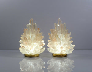Pair Of Rock Crystal Cluster Lamps Liberty 10"