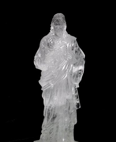 Sacred Heart of Jesus Statue Sculpture Natural Rock Crystal Quartz 12