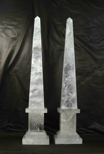 Extra Large Natural Rock Crystal Quartz Obelisks Pair 28