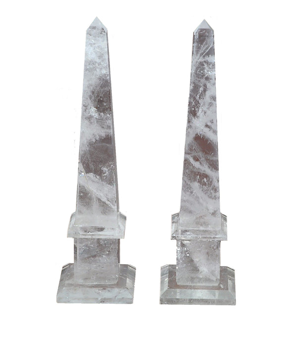 Natural Rock Crystal Quartz Obelisks Pair 15